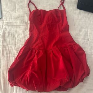 Bubble Hem Corset Mini Red Dress